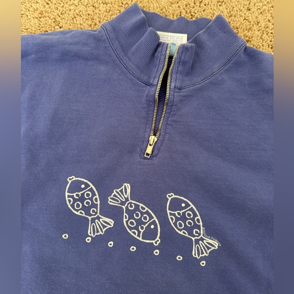 Blue 1/4 Zip Pullover Sweater with Fish Design by Fresh Produce - Picture 2 of 6